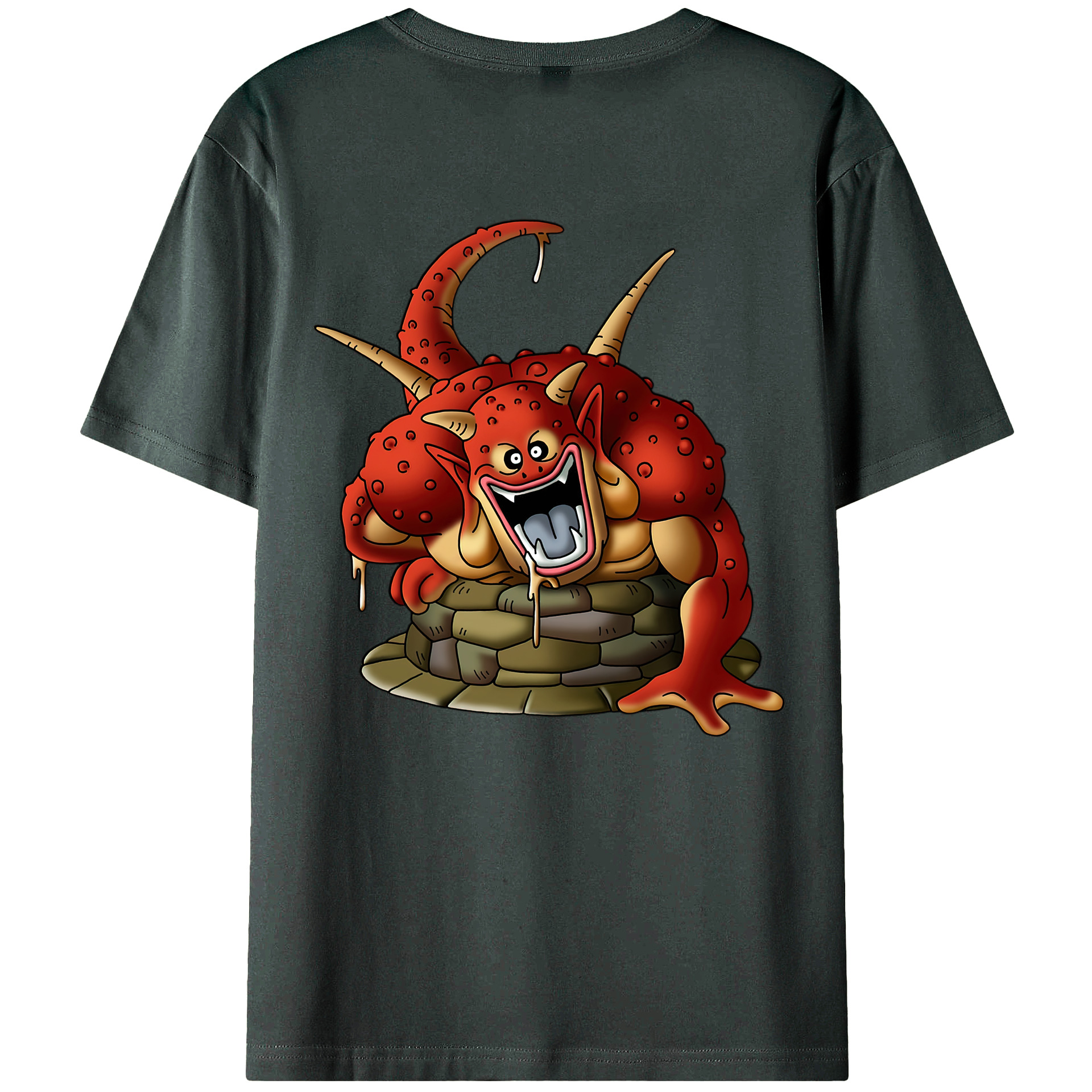 （画像用） ドラゴンクエスト Doragon Kuesuto Dragon Quest 綿100％ メンズ半袖Tシャツ（バックプリント） 通気性